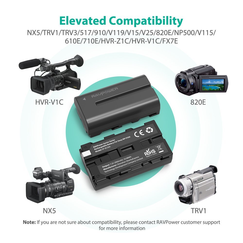 Pin máy quay Ravpower tương thích với máy quay Sony NP-F550