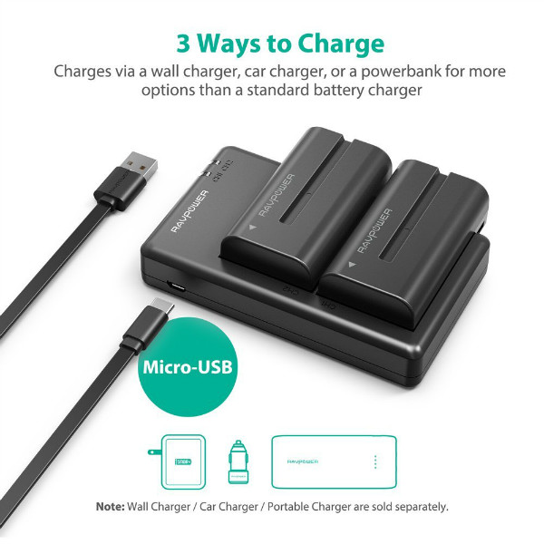 Nhiều sự lựa chọn sạc lại Pin máy quay Sony NP-F550 Ravpower RP-BC006