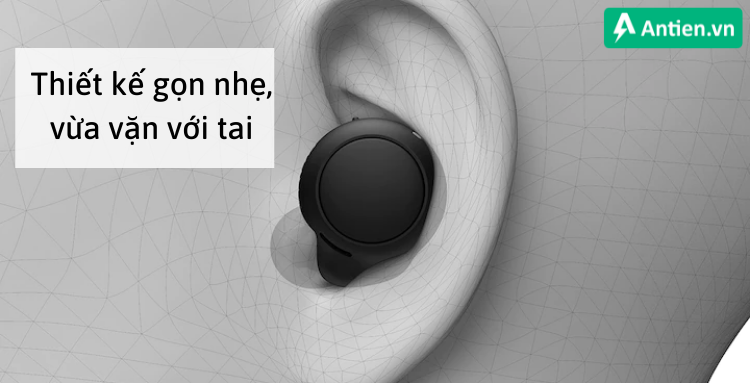 Tai nghe Sony WF-C500 có thiết kế nằm trọn trong tai