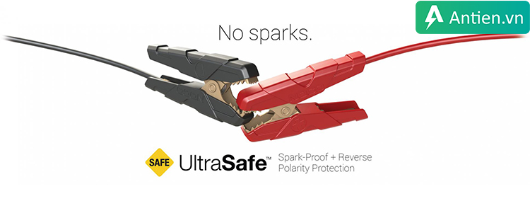 Các kẹp pin được thiết kế an toàn, chống cháy nổ khi kẹp sai cực