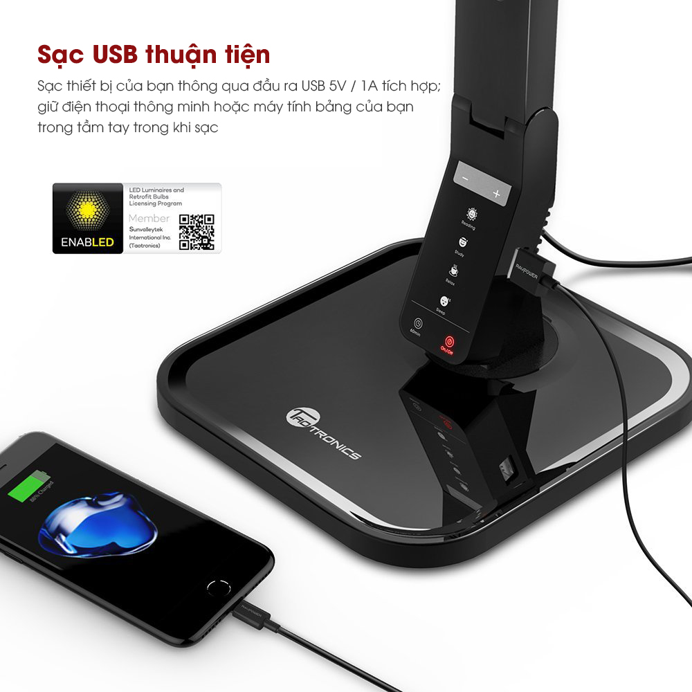 Đèn bàn LED thông minh tích hợp cổng sạc Micro USB