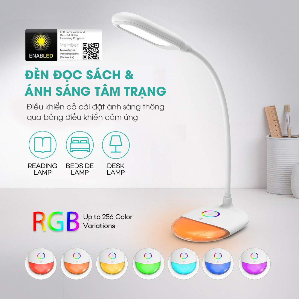 Đèn đọc sách với ánh sáng phụ nhiều màu sắc
