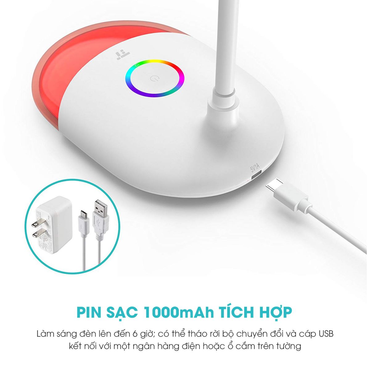 Đèn bàn LED tích hợp pin sạc