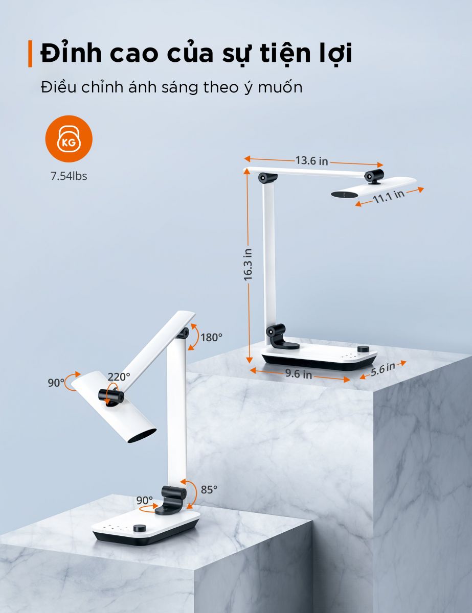 Đèn LED để bàn Taotronics TT-DL092 - Thiết kế chắc chắn, điều chỉnh góc chiếu sáng linh hoạt