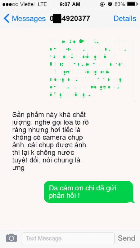 Khách hàng phản hồi về sản phẩm