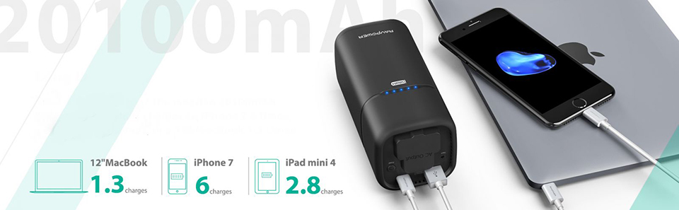 Dung lượng khủng 20100mAh, hỗ trợ sạc nhanh